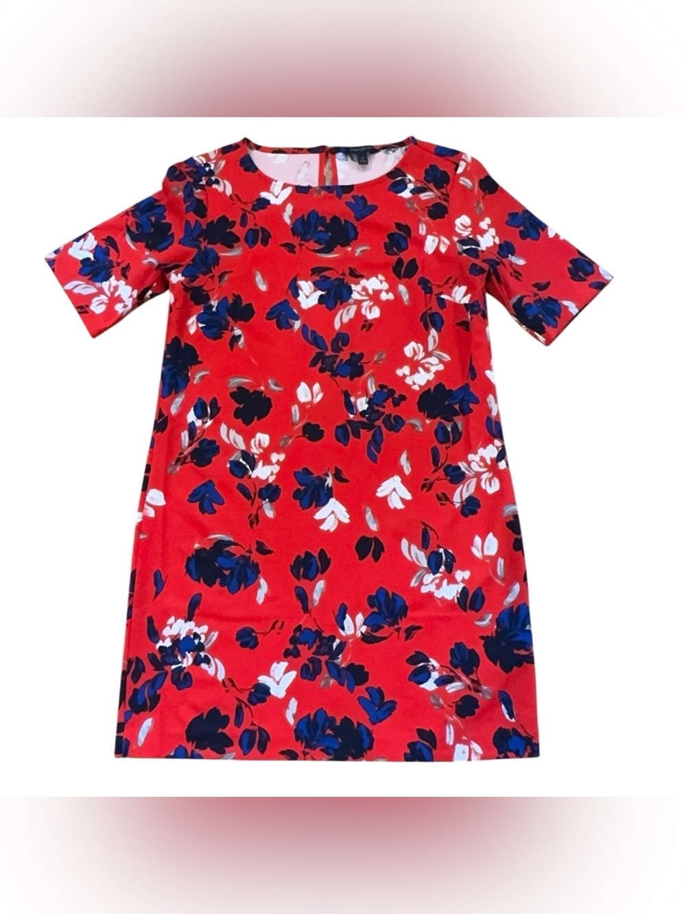 Banana Republic Red Floral Short Sleeve Stretch Dress Size 4
